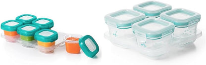 Baby Blocks Freezer and Glass Storage Containers 2 Oz and 4 Oz Teal