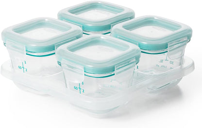 Baby Blocks Freezer and Glass Storage Containers 2 Oz and 4 Oz Teal