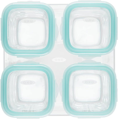 Baby Blocks Freezer and Glass Storage Containers 2 Oz and 4 Oz Teal