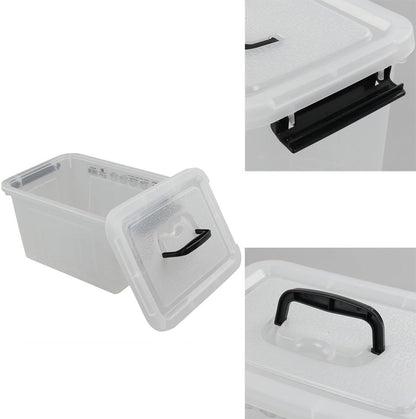 6 Quart Clear Latch Storage Box with Black Handle and Latch - 4 Pack
