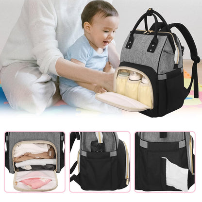Femuar Diaper Bag Backpack Multifunction Maternity Nappy Baby Bag for Girls & Boys Large Capacity Travel Diaper Bags Dark Black