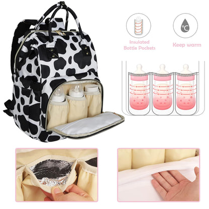 Femuar Diaper Bag Backpack Multifunction Maternity Nappy Baby Bag for Girls & Boys Large Capacity Travel Diaper Bags Dark Black