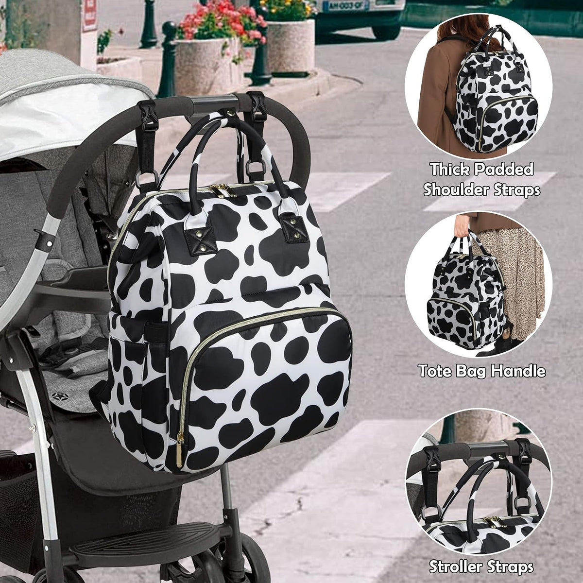 Femuar Diaper Bag Backpack Multifunction Maternity Nappy Baby Bag for Girls & Boys Large Capacity Travel Diaper Bags Dark Black
