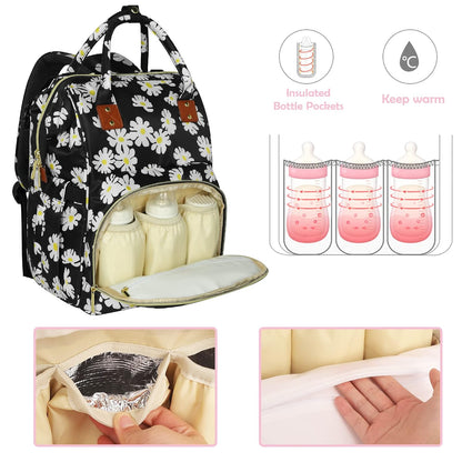 Femuar Diaper Bag Backpack Multifunction Maternity Nappy Baby Bag for Girls & Boys Large Capacity Travel Diaper Bags Dark Black