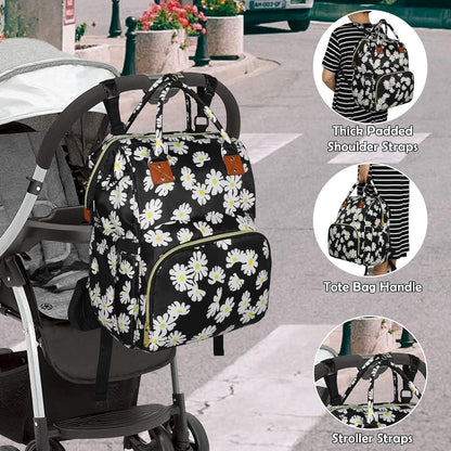 Femuar Diaper Bag Backpack Multifunction Maternity Nappy Baby Bag for Girls & Boys Large Capacity Travel Diaper Bags Dark Black