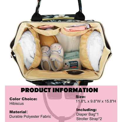 Femuar Diaper Bag Backpack Multifunction Maternity Nappy Baby Bag for Girls & Boys Large Capacity Travel Diaper Bags Dark Black