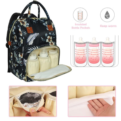 Femuar Diaper Bag Backpack Multifunction Maternity Nappy Baby Bag for Girls & Boys Large Capacity Travel Diaper Bags Dark Black