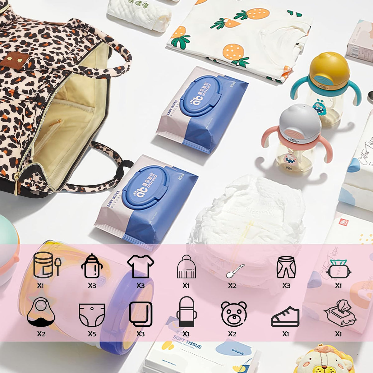 Femuar Diaper Bag Backpack Multifunction Maternity Nappy Baby Bag for Girls & Boys Large Capacity Travel Diaper Bags Dark Black