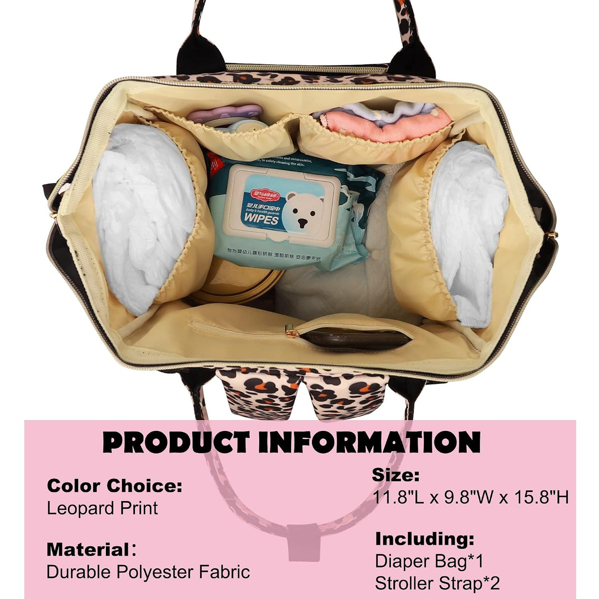 Femuar Diaper Bag Backpack Multifunction Maternity Nappy Baby Bag for Girls & Boys Large Capacity Travel Diaper Bags Dark Black