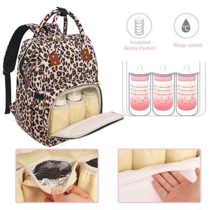 Femuar Diaper Bag Backpack Multifunction Maternity Nappy Baby Bag for Girls & Boys Large Capacity Travel Diaper Bags Dark Black