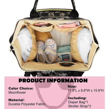 Femuar Diaper Bag Backpack Multifunction Maternity Nappy Baby Bag for Girls & Boys Large Capacity Travel Diaper Bags Dark Black