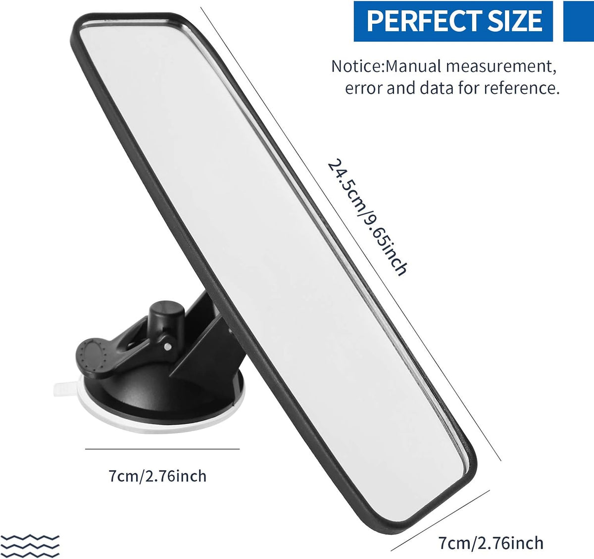 Rear View Mirror, Adjustable Car Interior Rear View Mirrors Car Seat for Universal Cars Trucks SUV-9.64 x 2.6 inch (Blue)