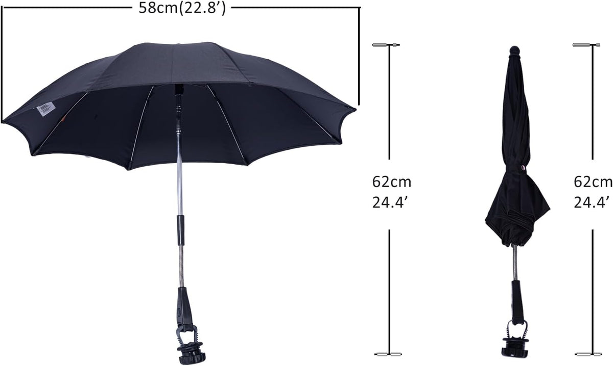 Protection little Umbrella fits for stroller Black pink 23 inch 58cm umbrella diameter