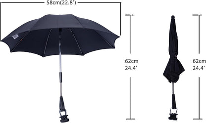 Protection little Umbrella fits for stroller Black pink 23 inch 58cm umbrella diameter