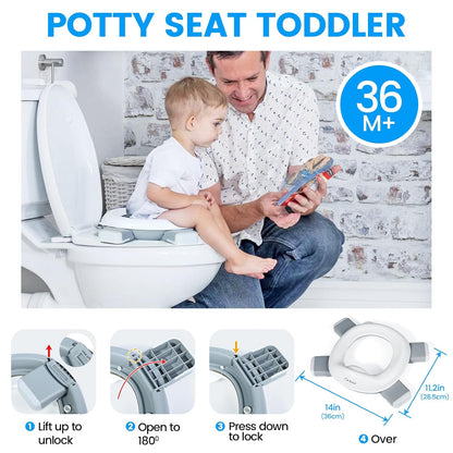 Orzbow Portable Potty Training Chair for Toddler, Travel Emergency Toilet | On-The-Go Collapsible Toilet Seat, Splash Guard for 18+ Month Kids, Includes Free Carry Bag and 40 Liners, Indoor/Outdoor Use