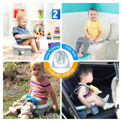 Orzbow Portable Potty Training Chair for Toddler, Travel Emergency Toilet | On-The-Go Collapsible Toilet Seat, Splash Guard for 18+ Month Kids, Includes Free Carry Bag and 40 Liners, Indoor/Outdoor Use