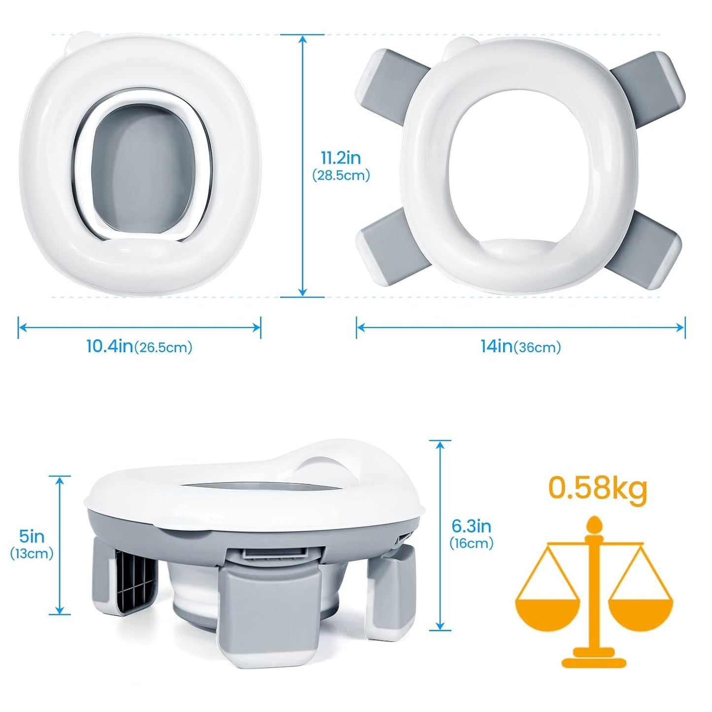 Orzbow Portable Potty Training Chair for Toddler, Travel Emergency Toilet | On-The-Go Collapsible Toilet Seat, Splash Guard for 18+ Month Kids, Includes Free Carry Bag and 40 Liners, Indoor/Outdoor Use
