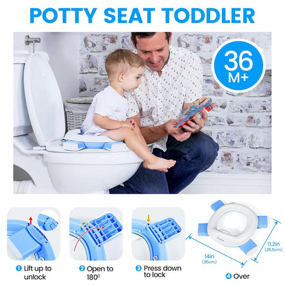Orzbow Portable Potty Training Chair for Toddler, Travel Emergency Toilet | On-The-Go Collapsible Toilet Seat, Splash Guard for 18+ Month Kids, Includes Free Carry Bag and 40 Liners, Indoor/Outdoor Use