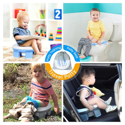 Orzbow Portable Potty Training Chair for Toddler, Travel Emergency Toilet | On-The-Go Collapsible Toilet Seat, Splash Guard for 18+ Month Kids, Includes Free Carry Bag and 40 Liners, Indoor/Outdoor Use