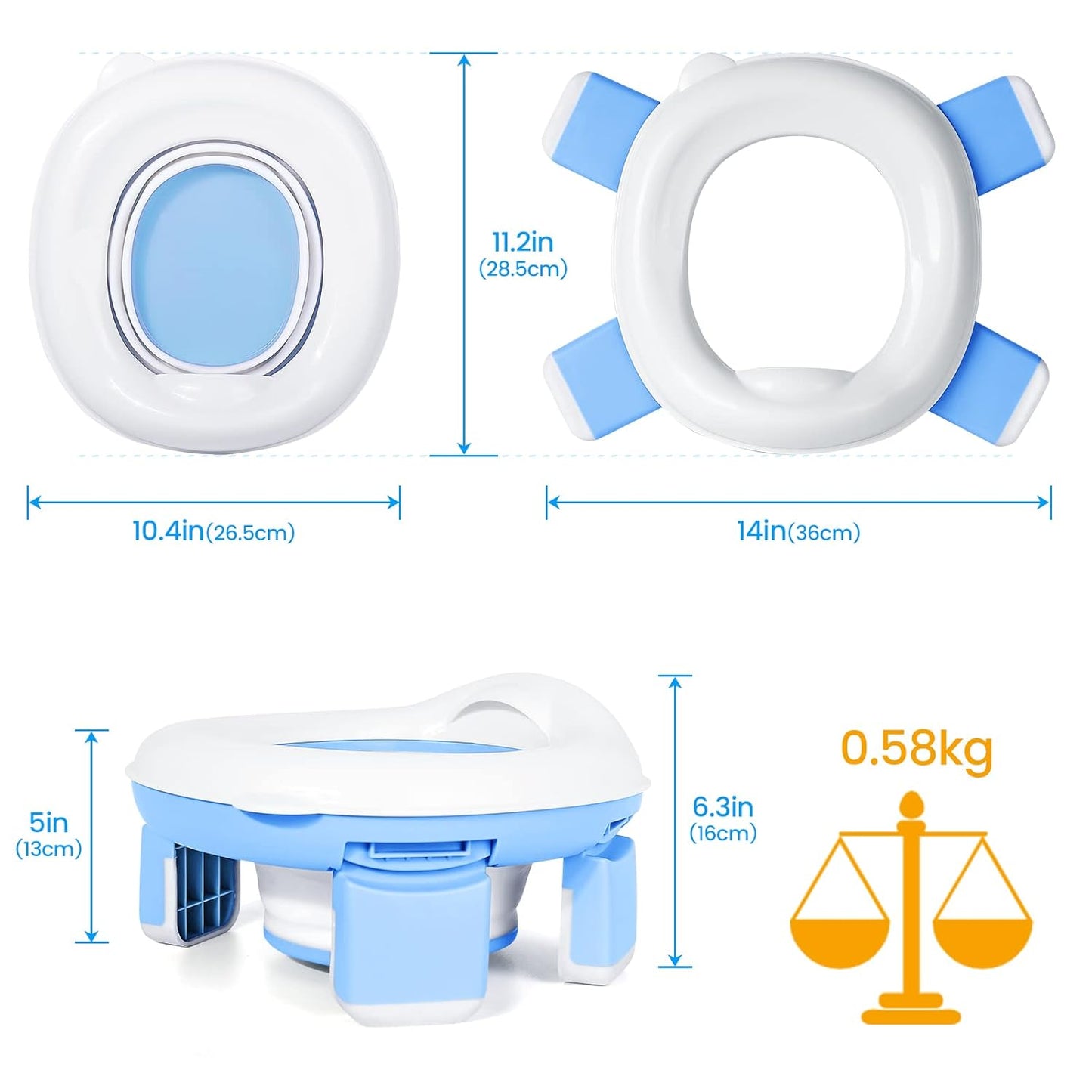 Orzbow Portable Potty Training Chair for Toddler, Travel Emergency Toilet | On-The-Go Collapsible Toilet Seat, Splash Guard for 18+ Month Kids, Includes Free Carry Bag and 40 Liners, Indoor/Outdoor Use