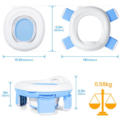 Orzbow Portable Potty Training Chair for Toddler, Travel Emergency Toilet | On-The-Go Collapsible Toilet Seat, Splash Guard for 18+ Month Kids, Includes Free Carry Bag and 40 Liners, Indoor/Outdoor Use