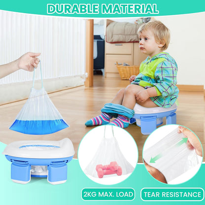 Orzbow Portable Potty Training Chair for Toddler, Travel Emergency Toilet | On-The-Go Collapsible Toilet Seat, Splash Guard for 18+ Month Kids, Includes Free Carry Bag and 40 Liners, Indoor/Outdoor Use