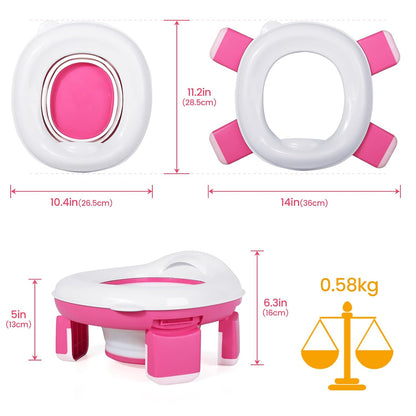 Orzbow Portable Potty Training Chair for Toddler, Travel Emergency Toilet | On-The-Go Collapsible Toilet Seat, Splash Guard for 18+ Month Kids, Includes Free Carry Bag and 40 Liners, Indoor/Outdoor Use