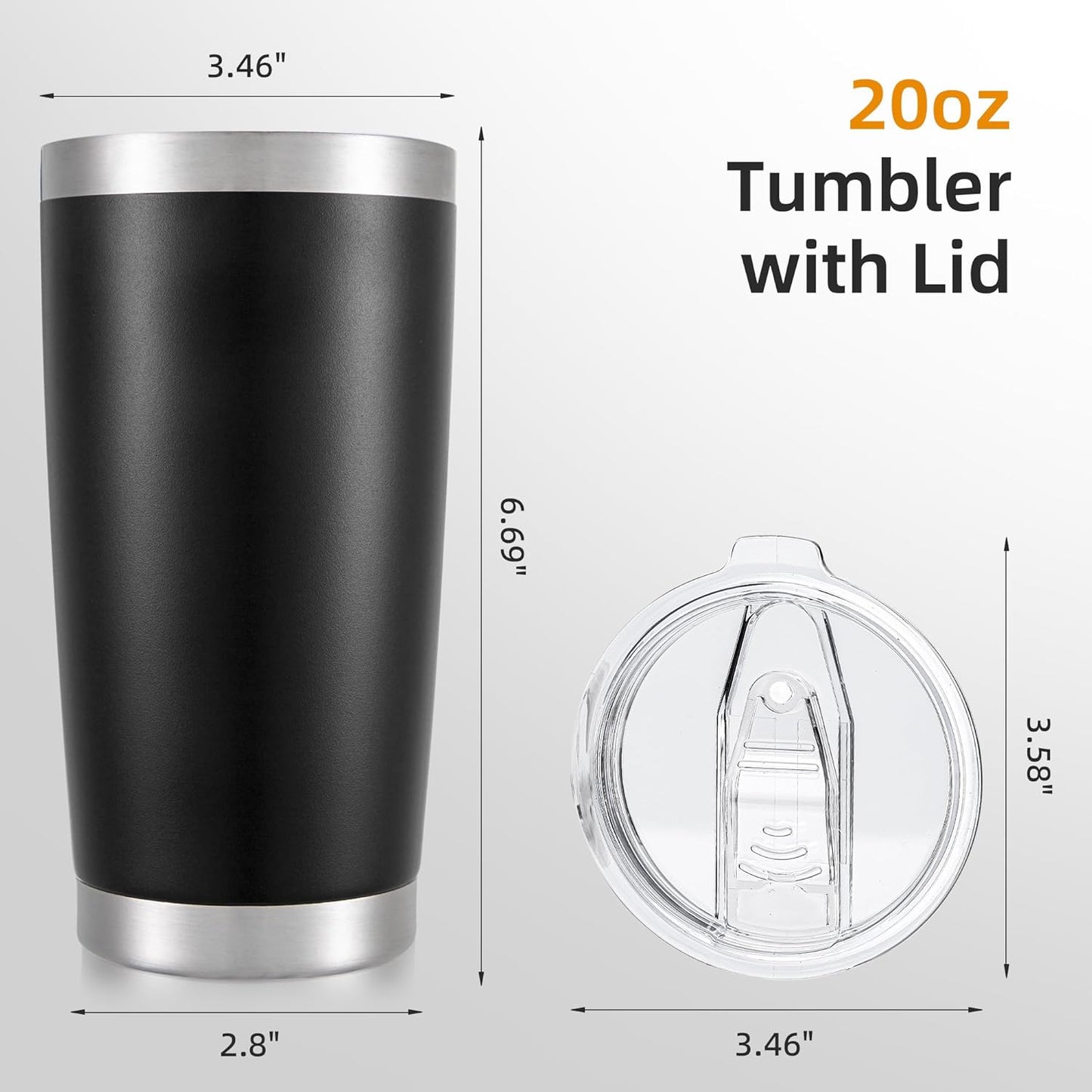 20 oz Tumbler with Lid Stainless Steel Insulated Tumblers, 1 Pack | Leak Proof Lid, Double Wall & Vacuum, Powder Coated, Fit Most Car Cup Holders, for Cold and Hot Drinks, Grey