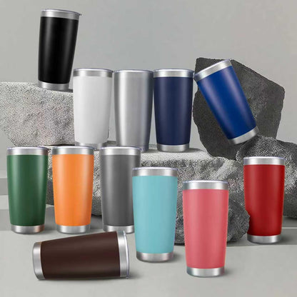 20 oz Tumbler with Lid Stainless Steel Insulated Tumblers, 1 Pack | Leak Proof Lid, Double Wall & Vacuum, Powder Coated, Fit Most Car Cup Holders, for Cold and Hot Drinks, Grey