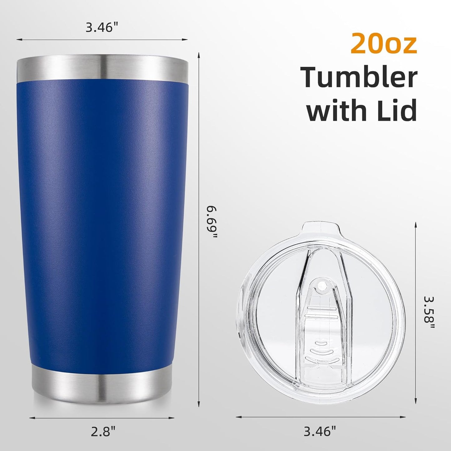 20 oz Tumbler with Lid Stainless Steel Insulated Tumblers, 1 Pack | Leak Proof Lid, Double Wall & Vacuum, Powder Coated, Fit Most Car Cup Holders, for Cold and Hot Drinks, Grey