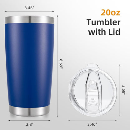 20 oz Tumbler with Lid Stainless Steel Insulated Tumblers, 1 Pack | Leak Proof Lid, Double Wall & Vacuum, Powder Coated, Fit Most Car Cup Holders, for Cold and Hot Drinks, Grey