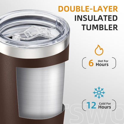 20 oz Tumbler with Lid Stainless Steel Insulated Tumblers, 1 Pack | Leak Proof Lid, Double Wall & Vacuum, Powder Coated, Fit Most Car Cup Holders, for Cold and Hot Drinks, Grey