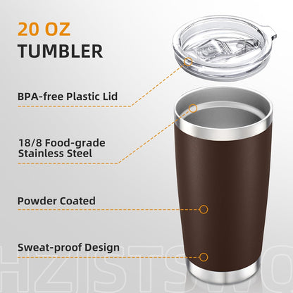 20 oz Tumbler with Lid Stainless Steel Insulated Tumblers, 1 Pack | Leak Proof Lid, Double Wall & Vacuum, Powder Coated, Fit Most Car Cup Holders, for Cold and Hot Drinks, Grey