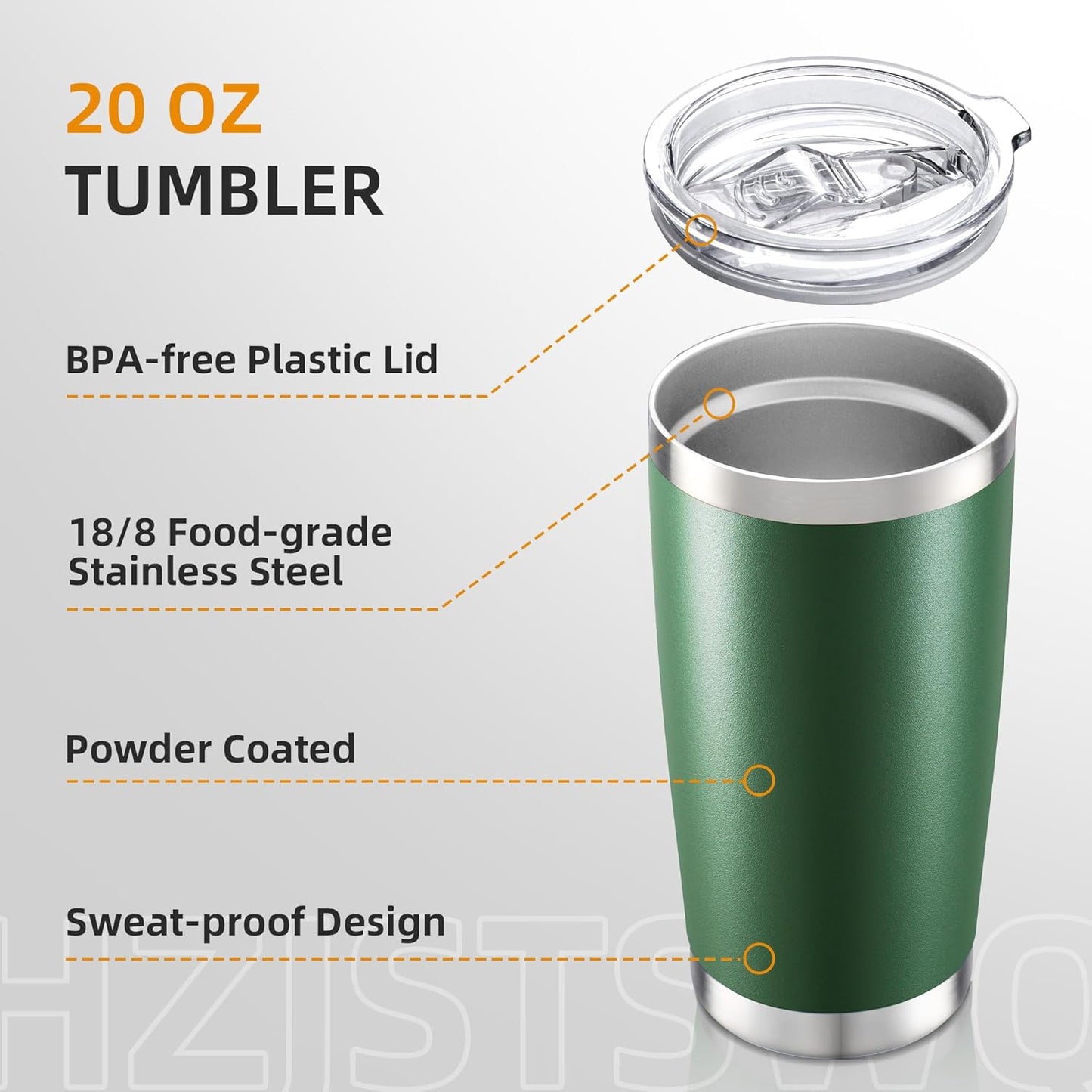 20 oz Tumbler with Lid Stainless Steel Insulated Tumblers, 1 Pack | Leak Proof Lid, Double Wall & Vacuum, Powder Coated, Fit Most Car Cup Holders, for Cold and Hot Drinks, Grey