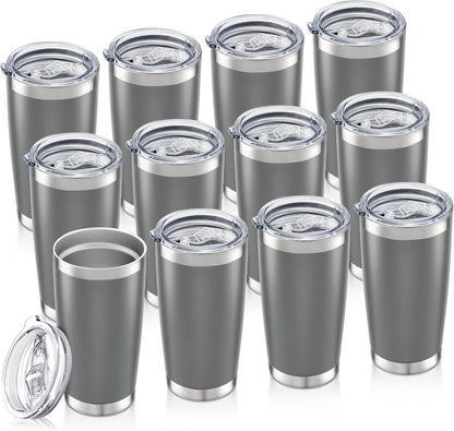 20 oz Tumbler with Lid Stainless Steel Insulated Tumblers, 1 Pack | Leak Proof Lid, Double Wall & Vacuum, Powder Coated, Fit Most Car Cup Holders, for Cold and Hot Drinks, Grey