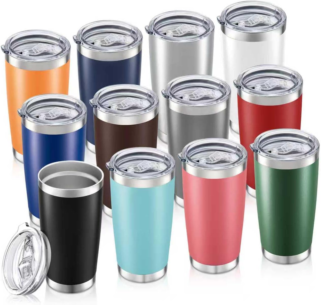 20 oz Tumbler with Lid Stainless Steel Insulated Tumblers, 1 Pack | Leak Proof Lid, Double Wall & Vacuum, Powder Coated, Fit Most Car Cup Holders, for Cold and Hot Drinks, Grey