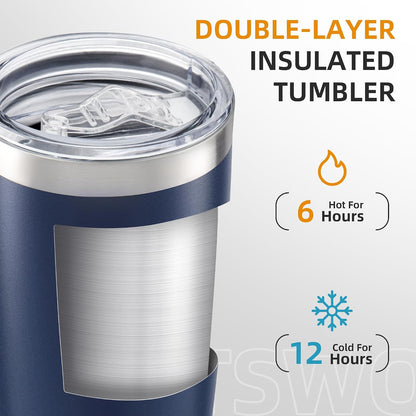 20 oz Tumbler with Lid Stainless Steel Insulated Tumblers, 1 Pack | Leak Proof Lid, Double Wall & Vacuum, Powder Coated, Fit Most Car Cup Holders, for Cold and Hot Drinks, Grey