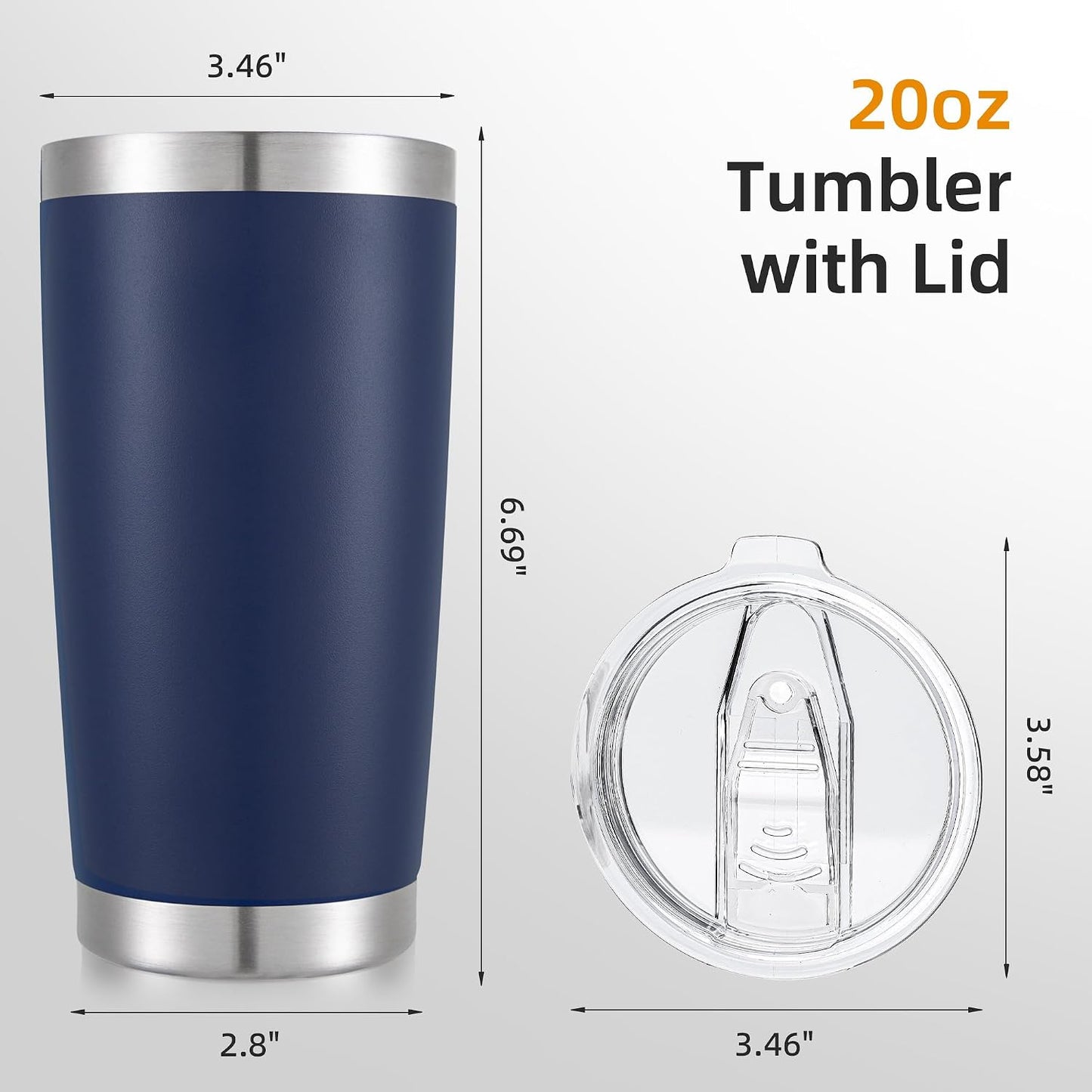 20 oz Tumbler with Lid Stainless Steel Insulated Tumblers, 1 Pack | Leak Proof Lid, Double Wall & Vacuum, Powder Coated, Fit Most Car Cup Holders, for Cold and Hot Drinks, Grey