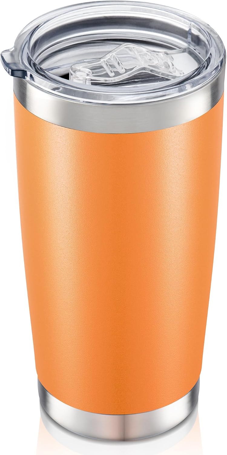 20 oz Tumbler with Lid Stainless Steel Insulated Tumblers, 1 Pack | Leak Proof Lid, Double Wall & Vacuum, Powder Coated, Fit Most Car Cup Holders, for Cold and Hot Drinks, Grey