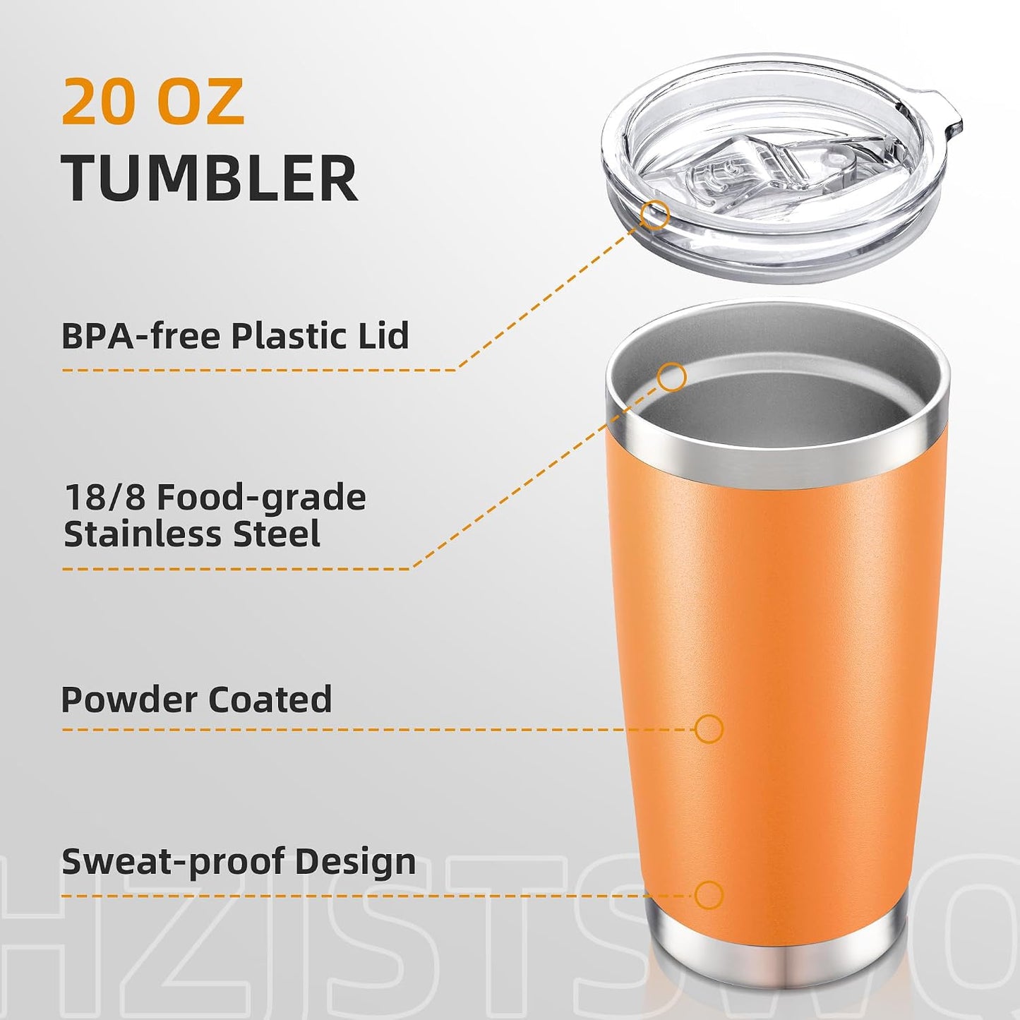 20 oz Tumbler with Lid Stainless Steel Insulated Tumblers, 1 Pack | Leak Proof Lid, Double Wall & Vacuum, Powder Coated, Fit Most Car Cup Holders, for Cold and Hot Drinks, Grey