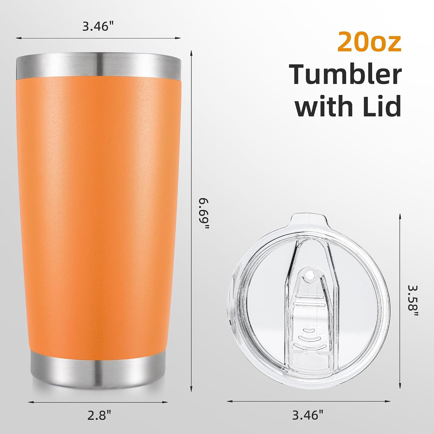 20 oz Tumbler with Lid Stainless Steel Insulated Tumblers, 1 Pack | Leak Proof Lid, Double Wall & Vacuum, Powder Coated, Fit Most Car Cup Holders, for Cold and Hot Drinks, Grey