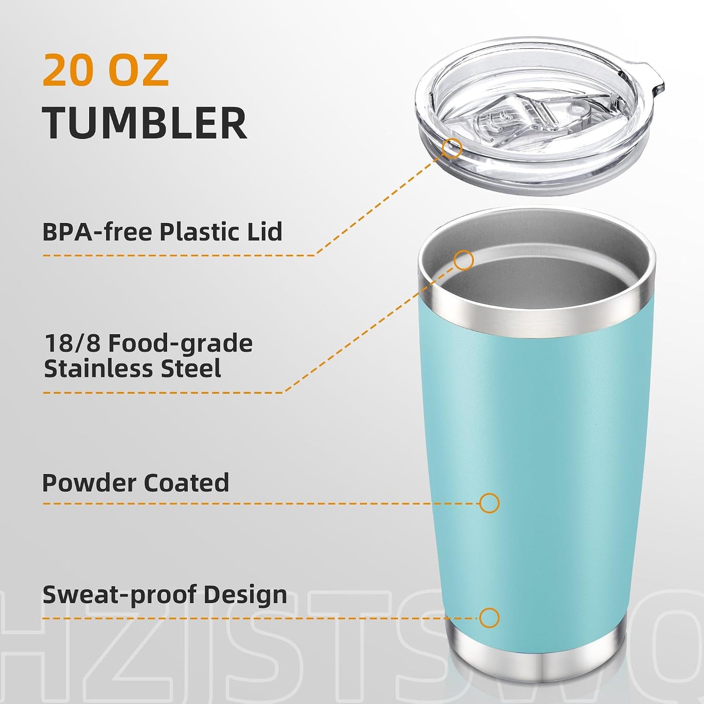 20 oz Tumbler with Lid Stainless Steel Insulated Tumblers, 1 Pack | Leak Proof Lid, Double Wall & Vacuum, Powder Coated, Fit Most Car Cup Holders, for Cold and Hot Drinks, Grey