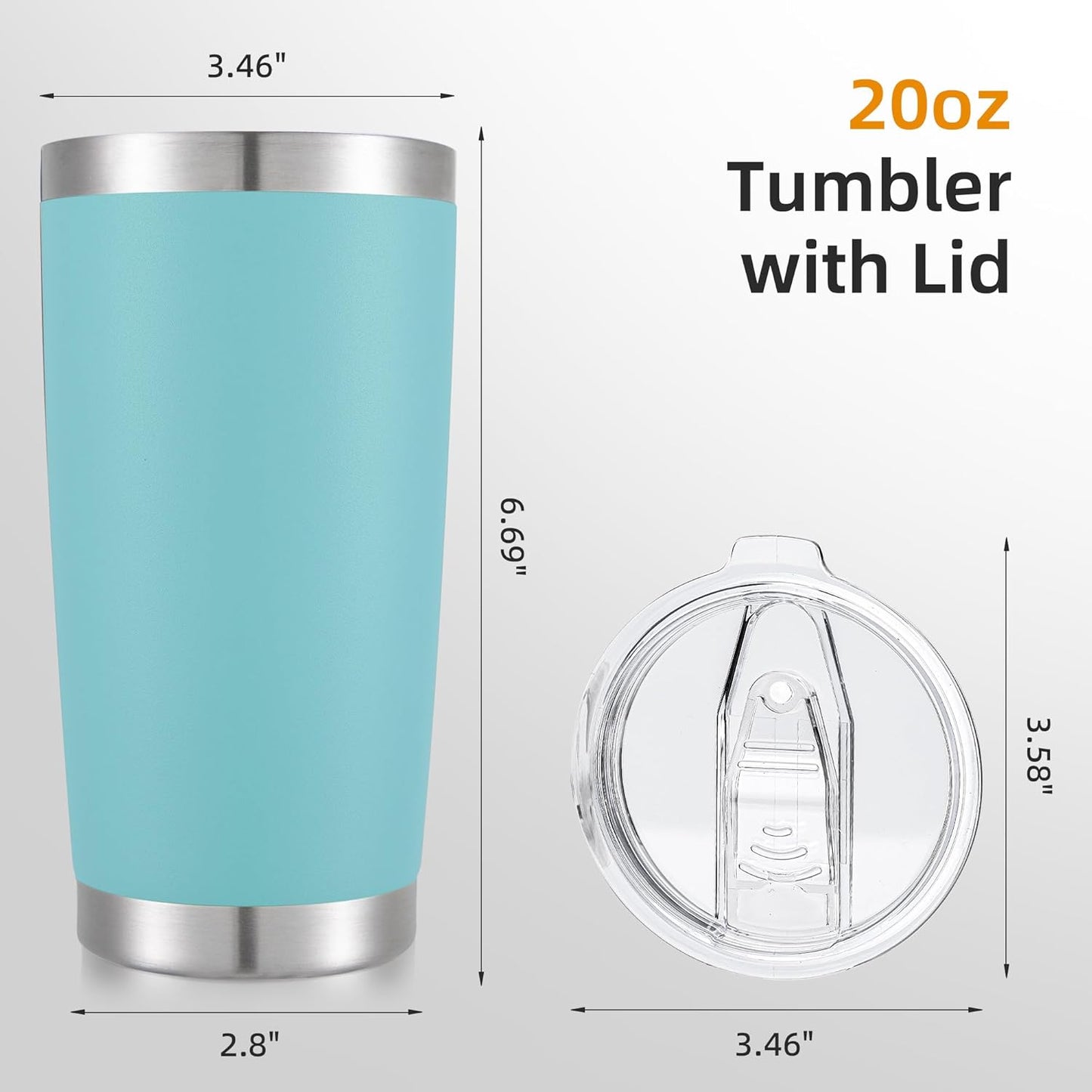 20 oz Tumbler with Lid Stainless Steel Insulated Tumblers, 1 Pack | Leak Proof Lid, Double Wall & Vacuum, Powder Coated, Fit Most Car Cup Holders, for Cold and Hot Drinks, Grey