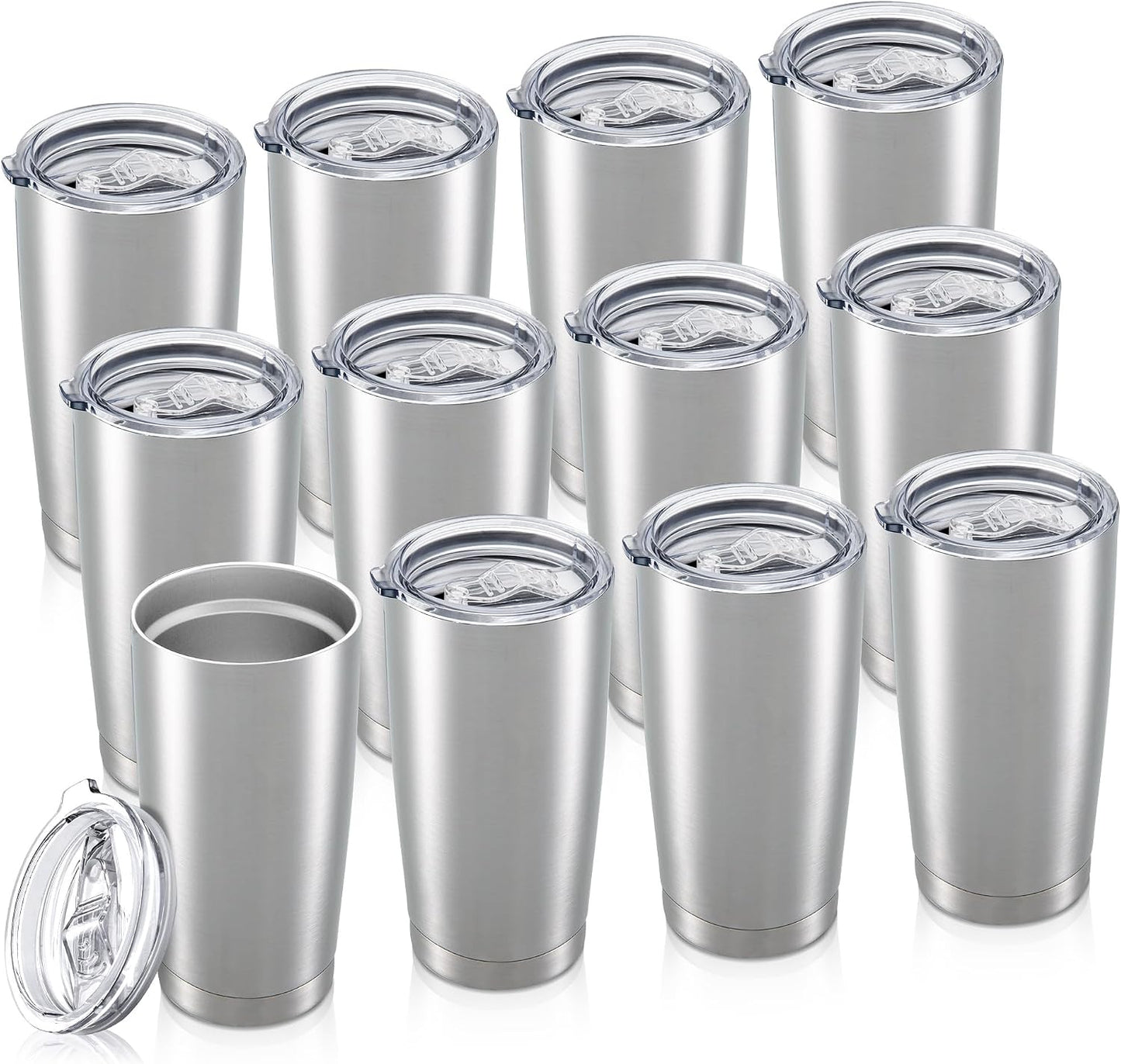 20 oz Tumbler with Lid Stainless Steel Insulated Tumblers, 1 Pack | Leak Proof Lid, Double Wall & Vacuum, Powder Coated, Fit Most Car Cup Holders, for Cold and Hot Drinks, Grey