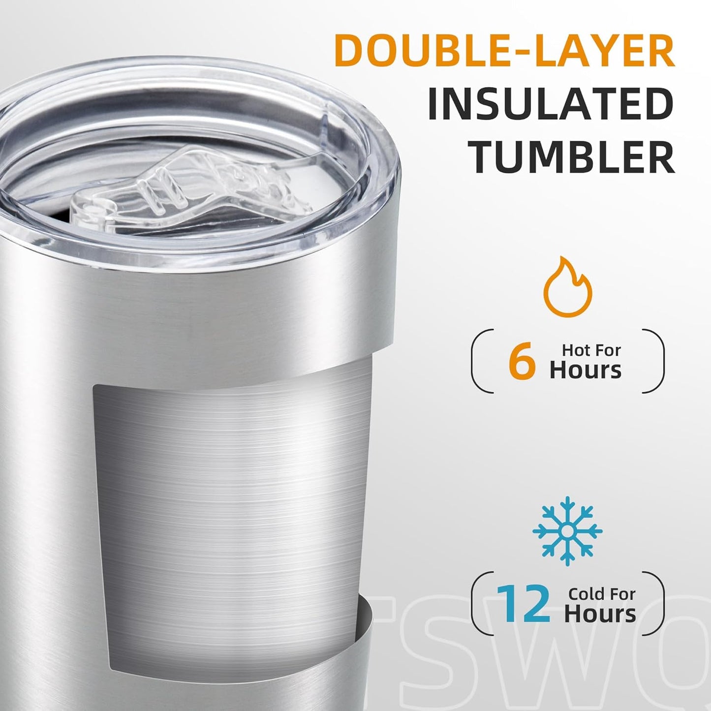 20 oz Tumbler with Lid Stainless Steel Insulated Tumblers, 1 Pack | Leak Proof Lid, Double Wall & Vacuum, Powder Coated, Fit Most Car Cup Holders, for Cold and Hot Drinks, Grey