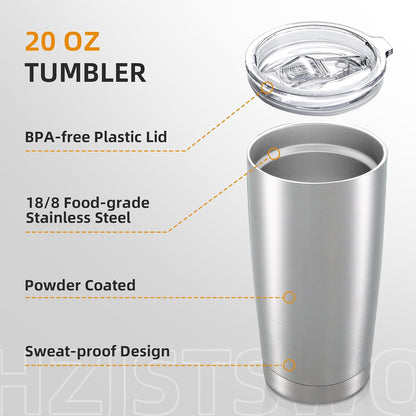 20 oz Tumbler with Lid Stainless Steel Insulated Tumblers, 1 Pack | Leak Proof Lid, Double Wall & Vacuum, Powder Coated, Fit Most Car Cup Holders, for Cold and Hot Drinks, Grey