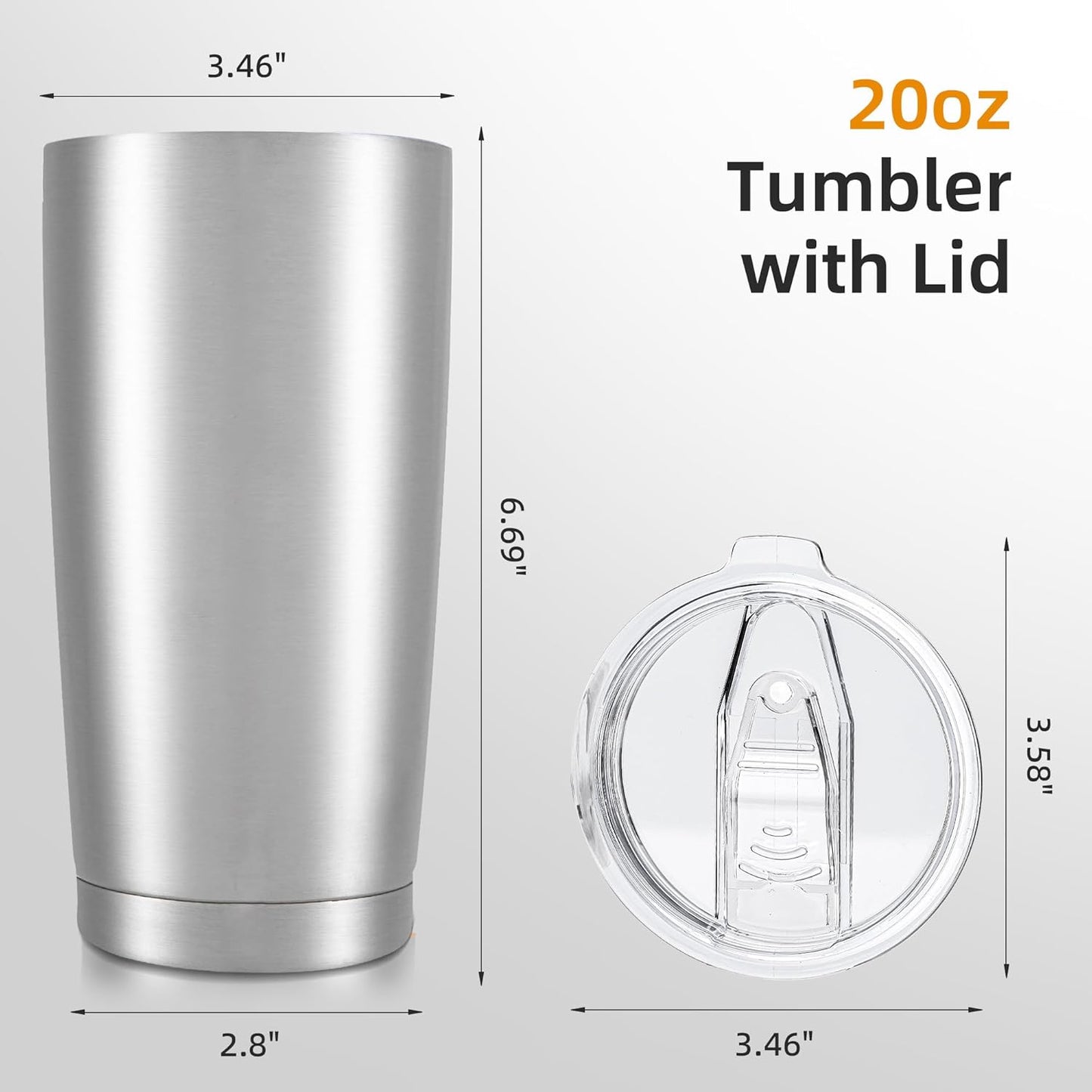 20 oz Tumbler with Lid Stainless Steel Insulated Tumblers, 1 Pack | Leak Proof Lid, Double Wall & Vacuum, Powder Coated, Fit Most Car Cup Holders, for Cold and Hot Drinks, Grey