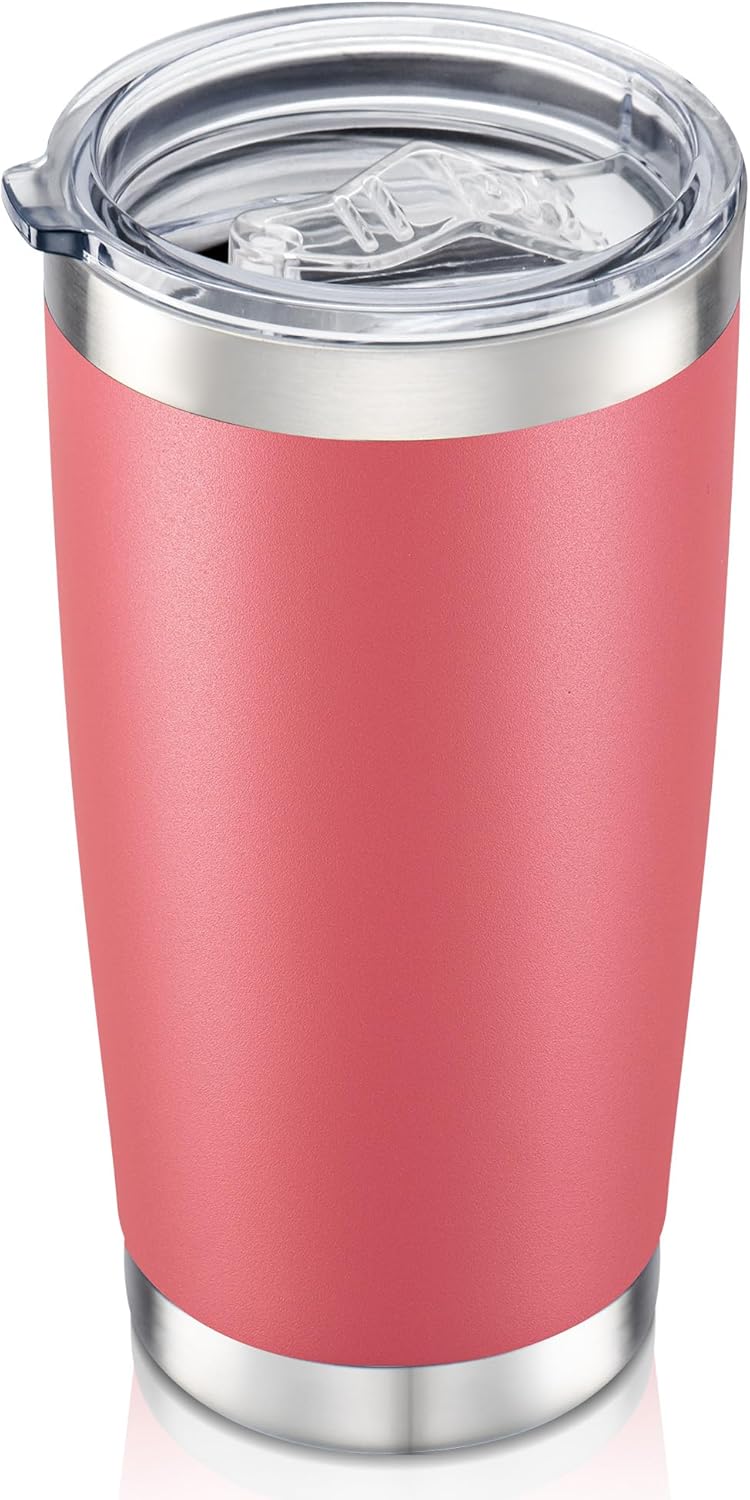 20 oz Tumbler with Lid Stainless Steel Insulated Tumblers, 1 Pack | Leak Proof Lid, Double Wall & Vacuum, Powder Coated, Fit Most Car Cup Holders, for Cold and Hot Drinks, Grey