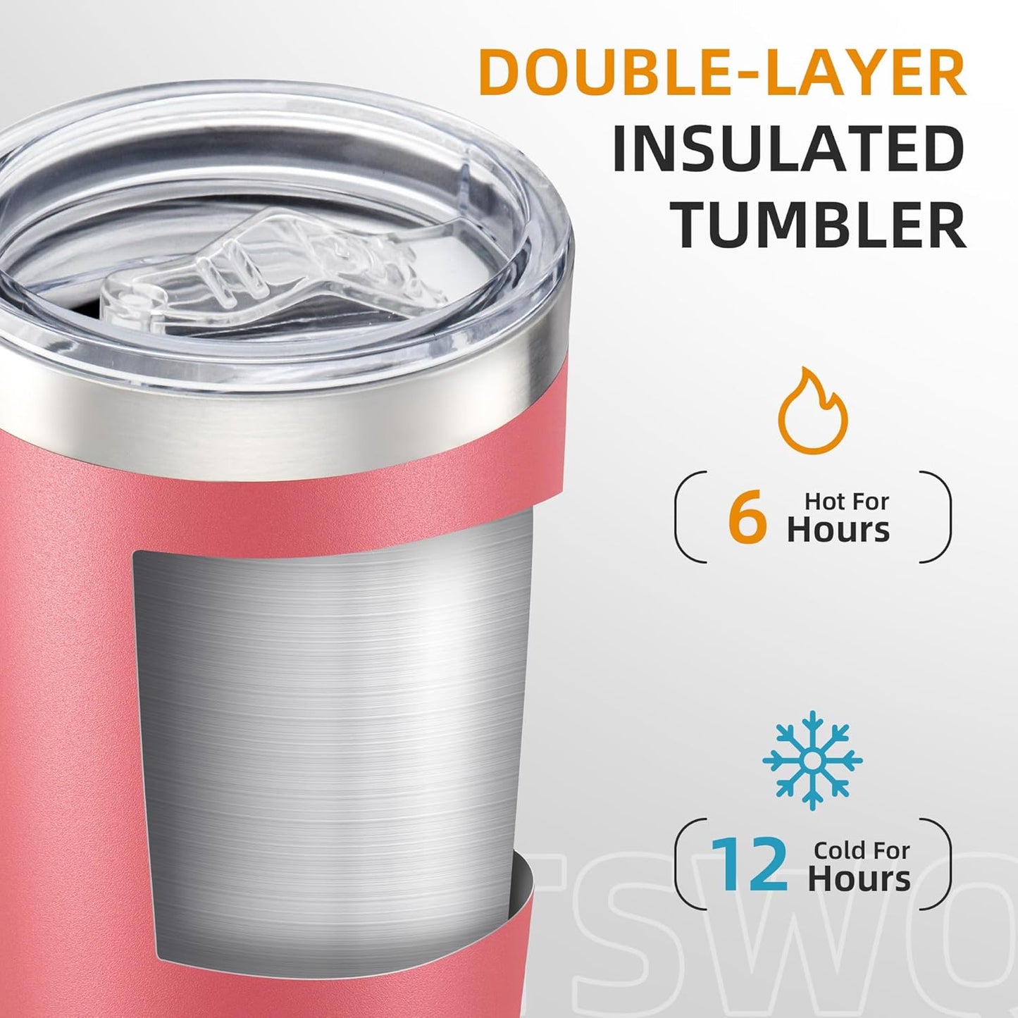 20 oz Tumbler with Lid Stainless Steel Insulated Tumblers, 1 Pack | Leak Proof Lid, Double Wall & Vacuum, Powder Coated, Fit Most Car Cup Holders, for Cold and Hot Drinks, Grey