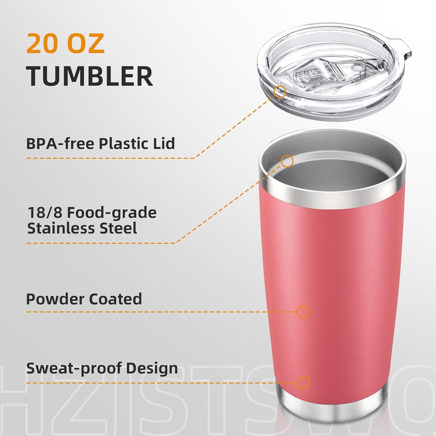 20 oz Tumbler with Lid Stainless Steel Insulated Tumblers, 1 Pack | Leak Proof Lid, Double Wall & Vacuum, Powder Coated, Fit Most Car Cup Holders, for Cold and Hot Drinks, Grey